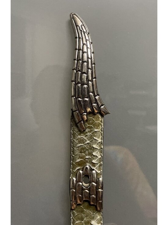 Morgan Taylor Vintage 80s Genuine Snakeskin Snake Belt Medium Green & Silver main image 5